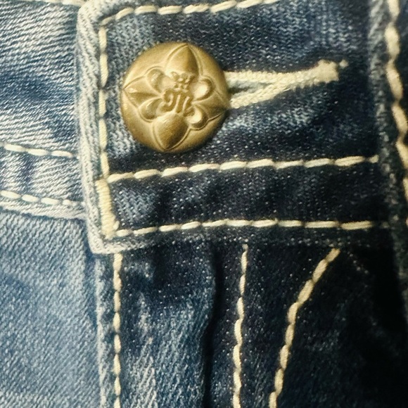 Y2K Miss Me 27x30” Thick Stitch Embellished Jeans McBling Cowgirl Grunge 2000s - Picture 3 of 8